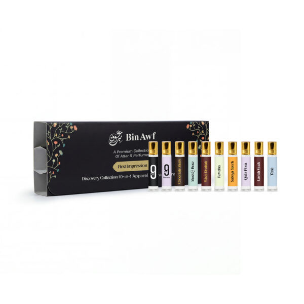 BinAwf First Impression Premium Attar Discovery Gift Set | 10 Fragrances x 3ml Roll-On Collection